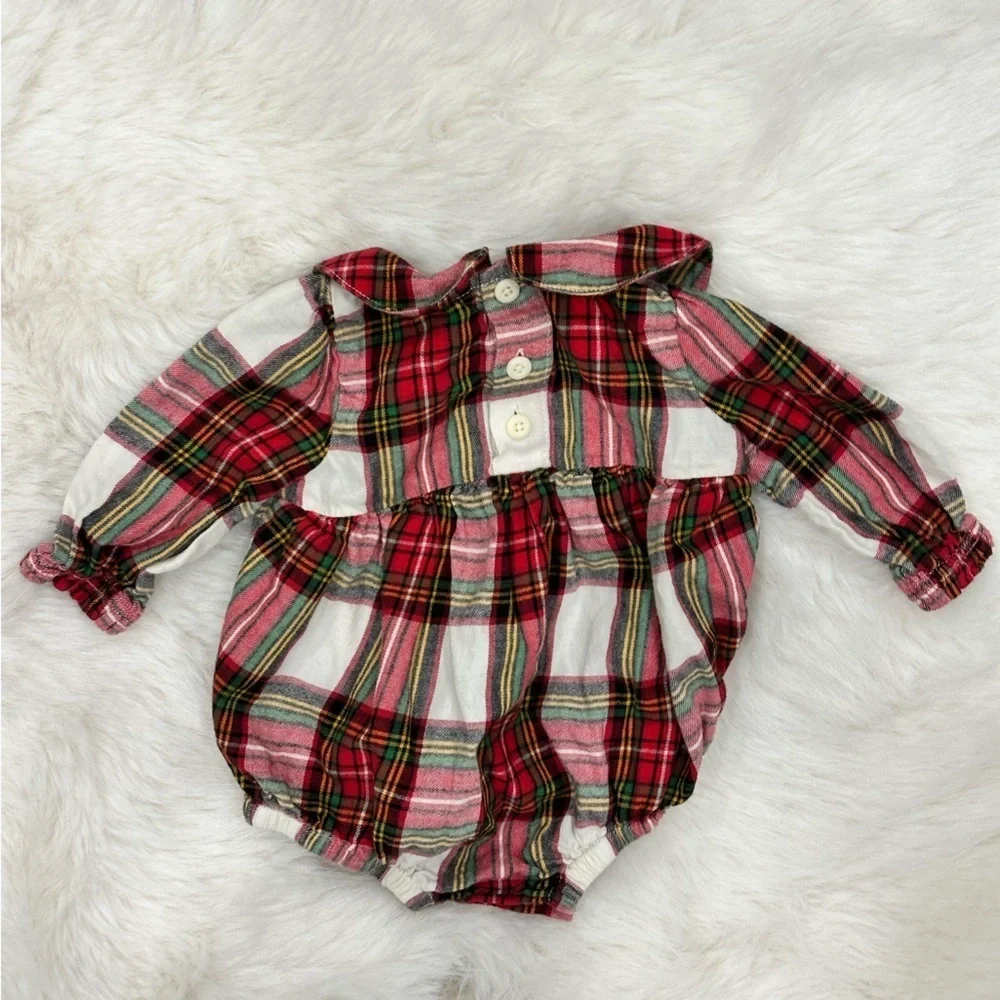 Hanna Andersson Baby Girl Christmas Plaid Romper 3-6 months 60 cm EUC